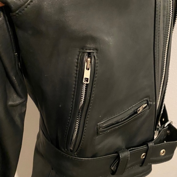 Black Leather Jacket Sz 10 - Picture 6 of 13